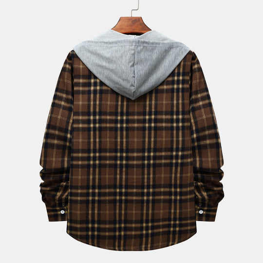 Herren Karo-Hemdjacke mit integrierter Kapuze und lässigem Design EB