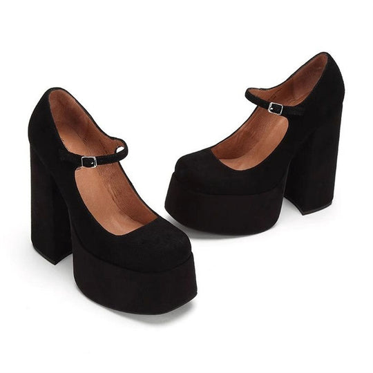 Damen elegante Plateau-Pumps mit verstellbarem Riemchen EB