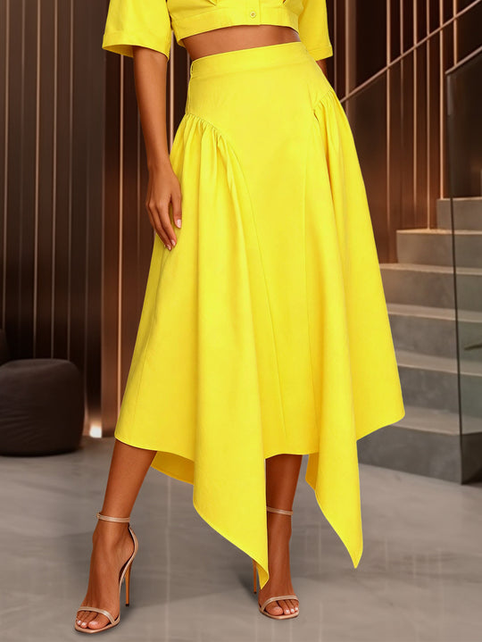 Damen Elegante Zweiteilige Outfit mit cropped Bluse und schwingendem Rock EB