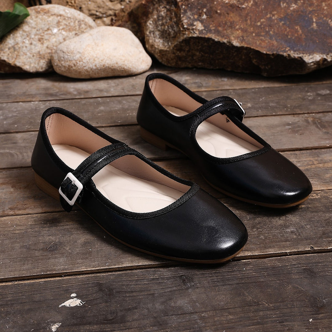 Damen Ballerinas mit praktischem Schnallenverschluss und bequemer Sohle EB