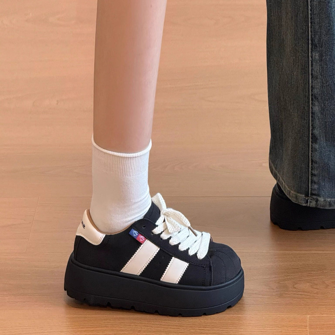 Damen Hochwertige Freizeitsneaker mit dicker Plateausohle und atmungsaktiver Mesh-Oberfläche EB