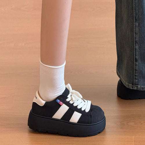 Damen Hochwertige Freizeitsneaker mit dicker Plateausohle und atmungsaktiver Mesh-Oberfläche EB