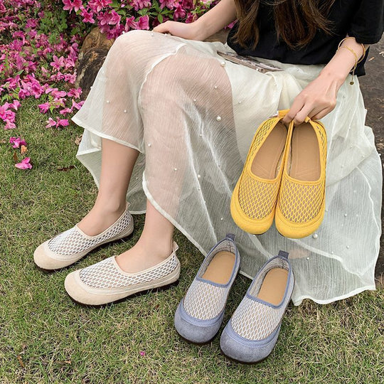 Damen Mesh-Ballerinas mit elastischem Einsatz und rutschfester Sohle EB