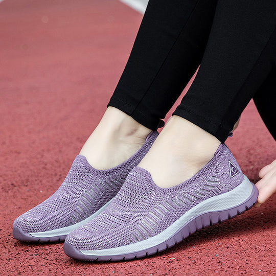 Damen Komfortable Slip-On Sneakers mit atmungsaktivem Obermaterial und dämpfender Sohle EB