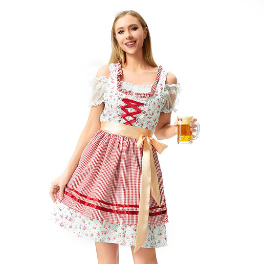 Damen nan Blusenkleid im Trachtenstil mit dekorativem Korsettband und geraffter Schürze EB