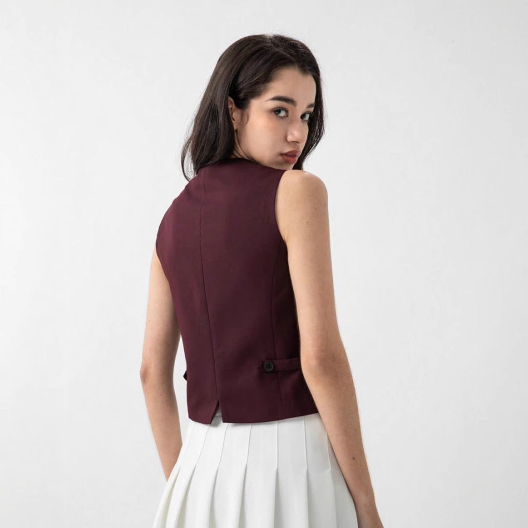 Damen elegante Weste mit modernem Schnitt und praktischen Knopfdetails EB