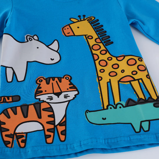 Kinder Langarmshirt mit buntem Tiermotiv EB