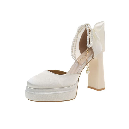 Damen Plateau High Heel Sandalen mit dekorativer Schleifenakzent EB