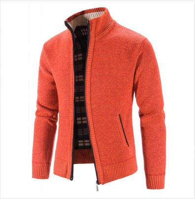 Herren lässige Strickjacke mit hohem Kragen und praktischem Reißverschluss EB