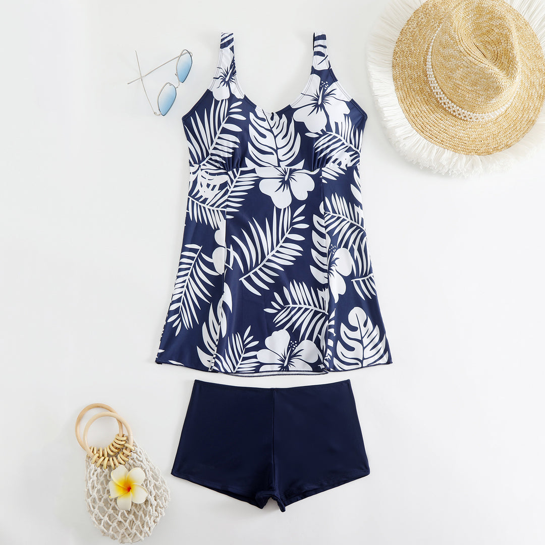 Damen nan Tankini-Set mit tailliertem Empire-Top und hochgeschnittener Badeshorts EB