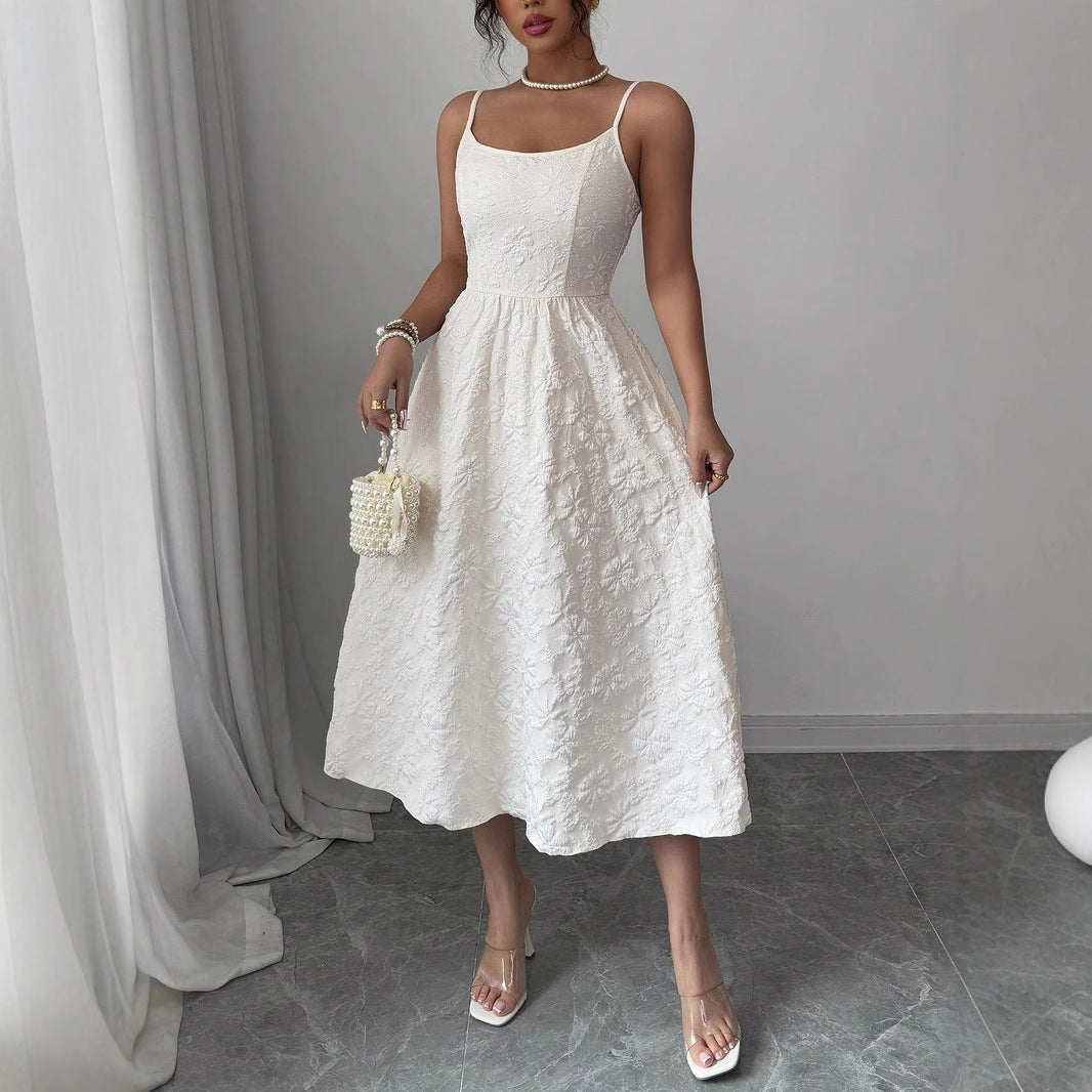 Damen Midikleid mit zarter Blumenstickerei EB