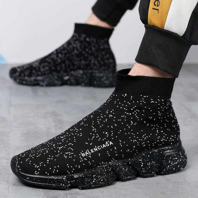 Damen Komfortable Slip-On Sneakers mit hohem Strickdesign EB