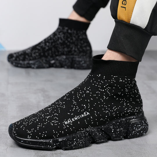 Damen Komfortable Slip-On Sneakers mit hohem Strickdesign EB