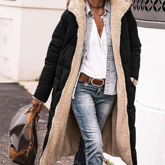 Damen gefütterter Parka mit Kapuze und lässigem Schnitt EB