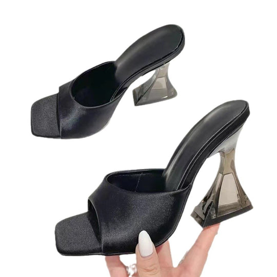Damen Offene Plateau-Sandaletten mit transparentem Hochabsatz und bequemer Sohle EB