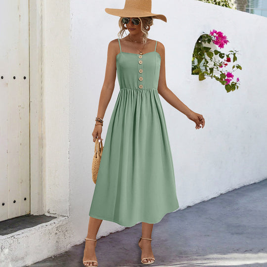 Damen Sommerliches Maxikleid mit Knopfdetails und komfortablem Schnitt EB