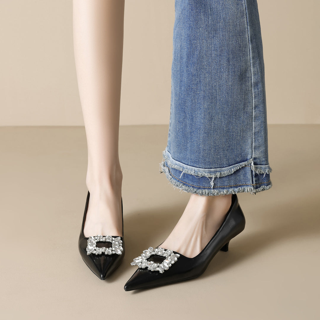 Damen elegante Pumps mit funkelndem Strassbesatz EB