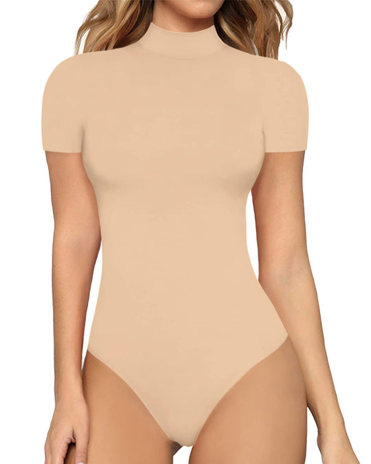 Damen Body mit kurzem Ärmel und hohem Kragen EB
