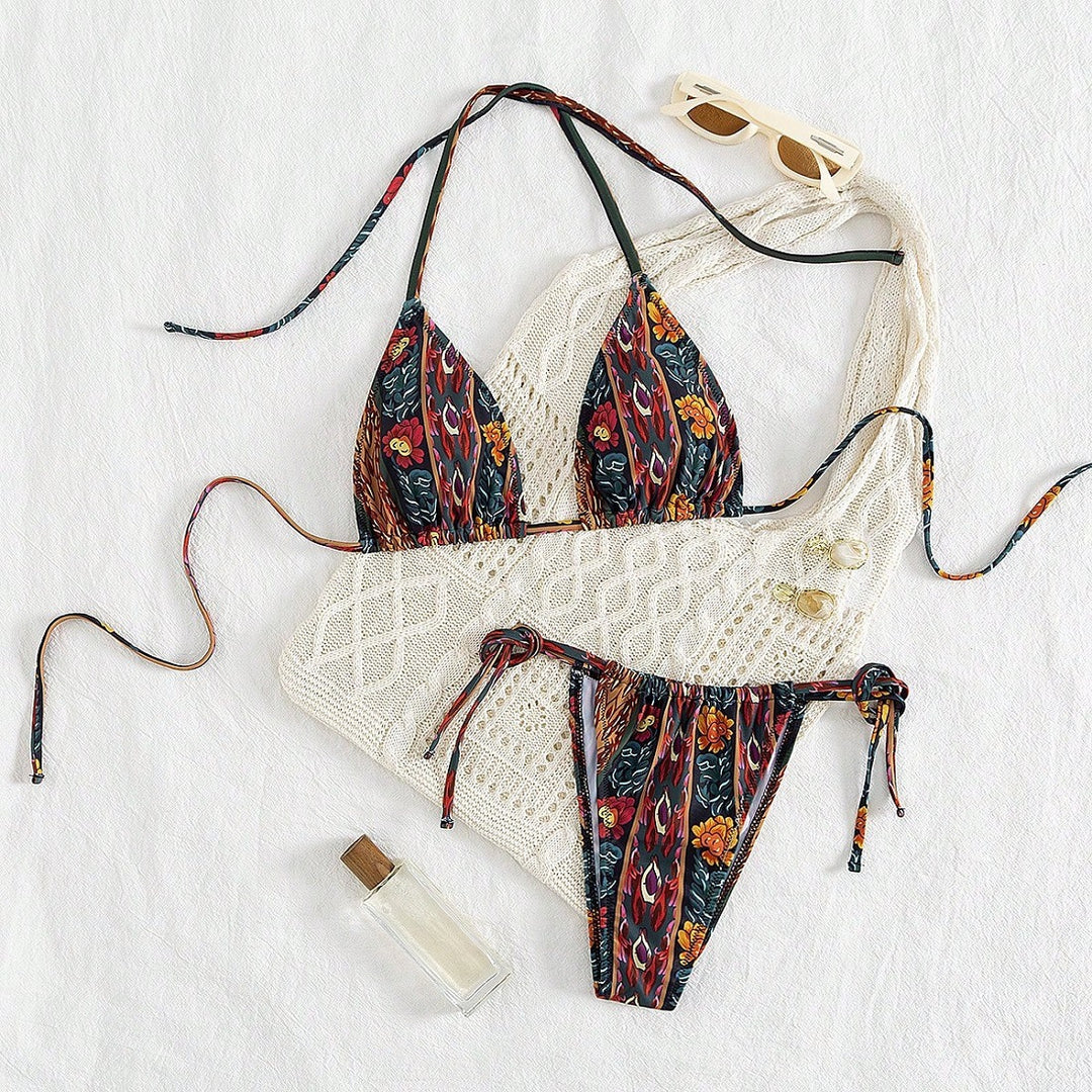 Damen Triangel-Bikini mit floralem Muster EB