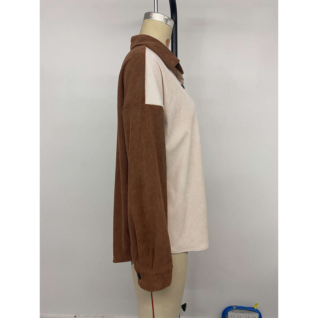 Damen Cordhemd mit modischem Farbblockdesign und sportlichem Charakter EB