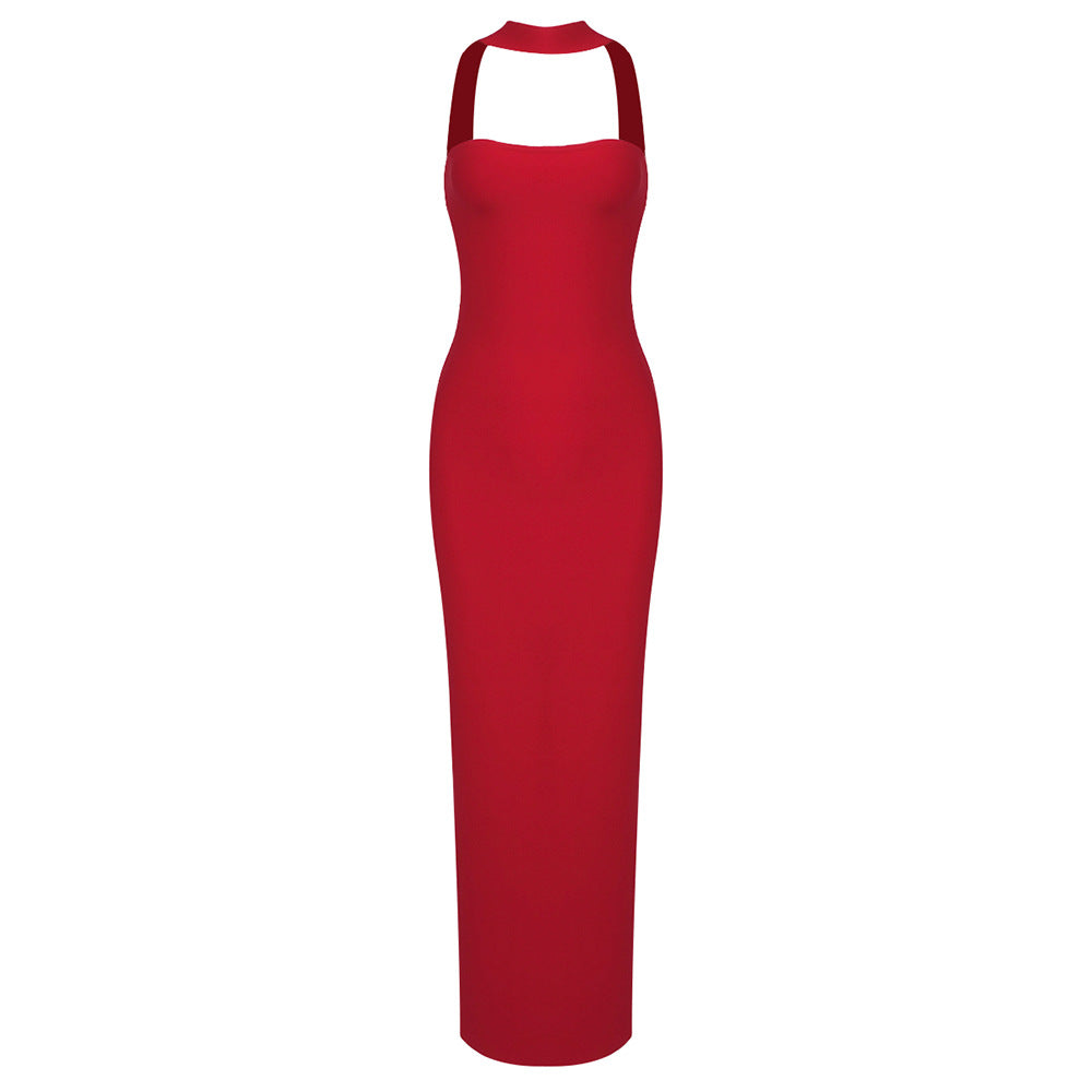 Damen elegantes Maxikleid mit verstellbaren Trägern EB