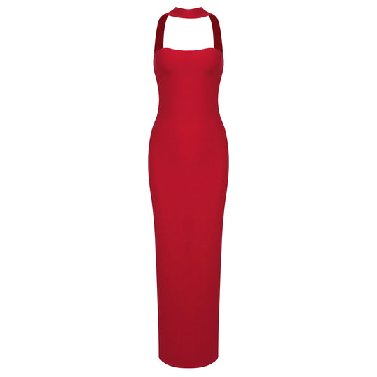 Damen elegantes Maxikleid mit verstellbaren Trägern EB