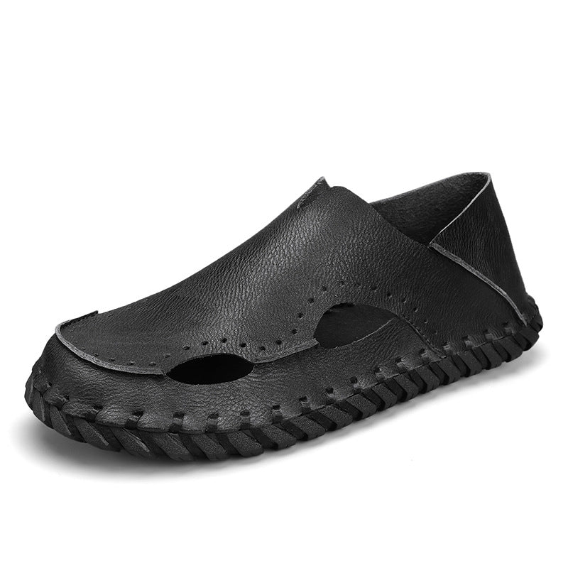 Damen Bequeme und atmungsaktive Leder-Slipper EB