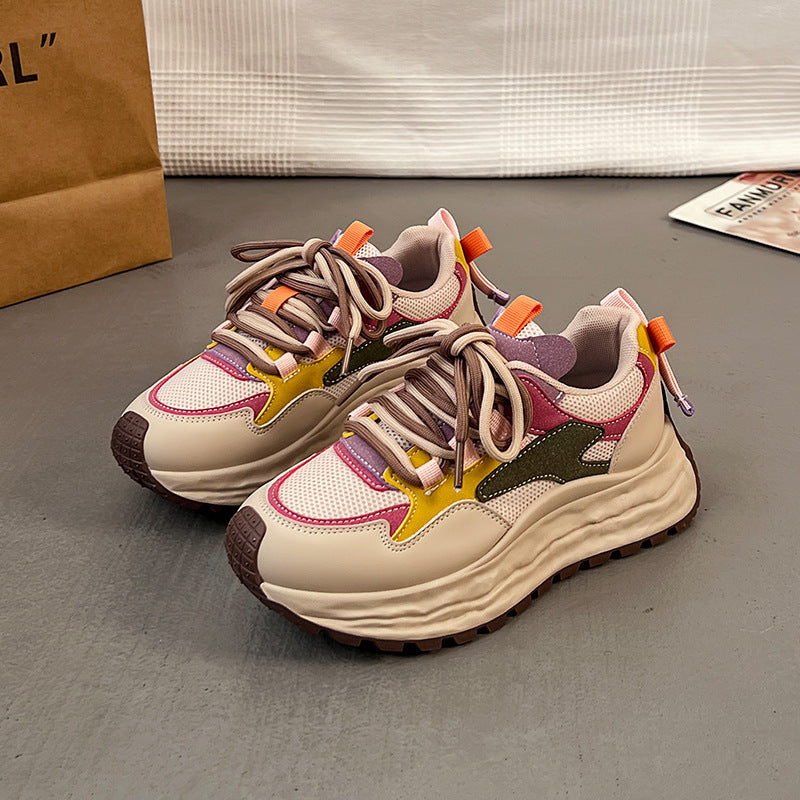 Damen Sportliche Chunky Sneakers mit elastischem Schnürsystem und farbenfrohen Akzenten EB