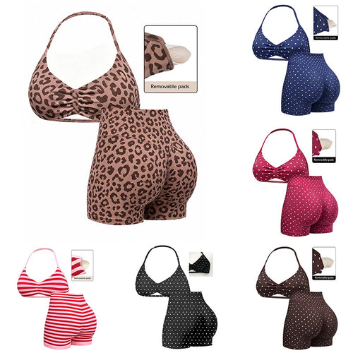 Damen Sportliches Bikini-Set mit hochgeschnittenen Shorts und rüschendetail EB