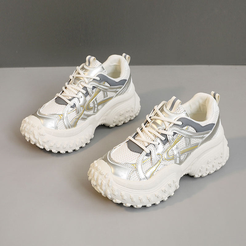 Damen Sportliche Chunky Sneakers mit atmungsaktivem Mesh-Obermaterial und dämpfender Laufsohle EB