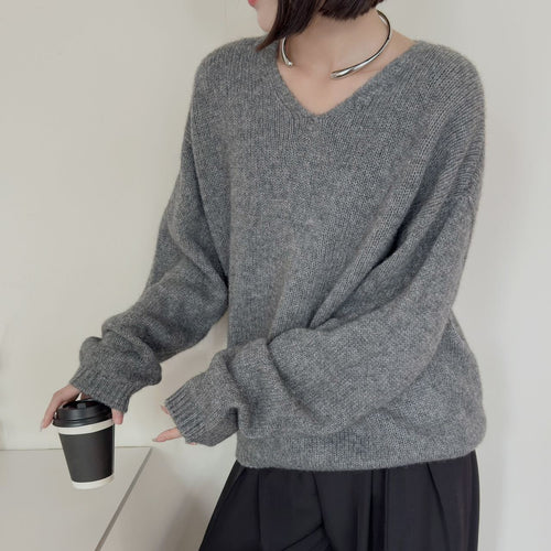 Femme Luxuriöser V-Ausschnitt Pullover EB