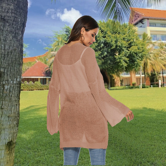 Damen Langer Strickpullover mit weitem Schnitt und bequemen Ärmeln EB