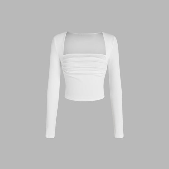 Damen gerafftes Cropped-Longsleeve mit quadratischem Ausschnitt und figurbetonter Passform Eichborn Berlin