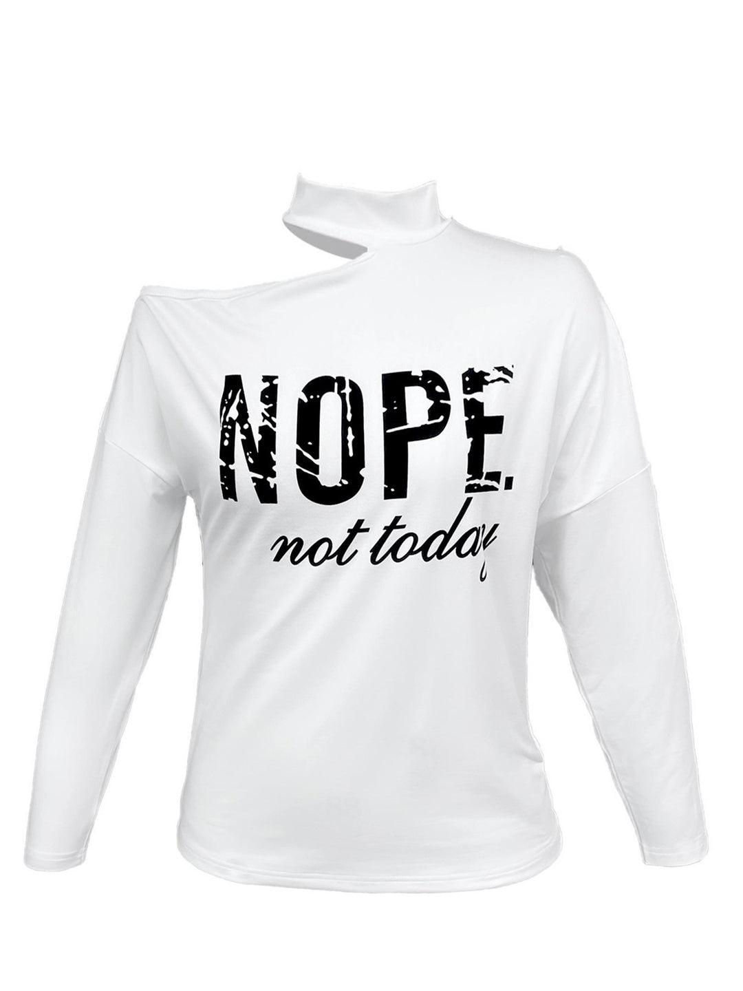Damen Sweatshirt mit asymmetrischem Ausschnitt und kreativem Schriftzug EB