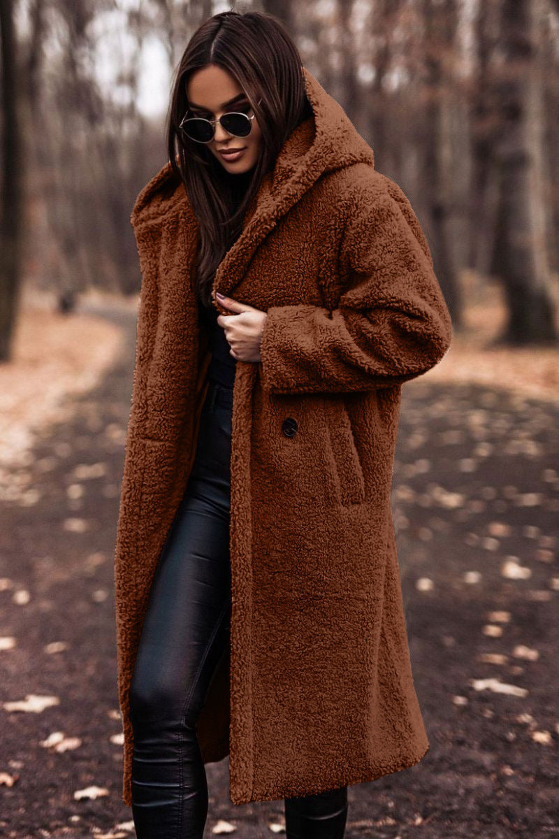Damen Teddy-Mantel mit großzügigem Schnitt und praktischen Taschen EB