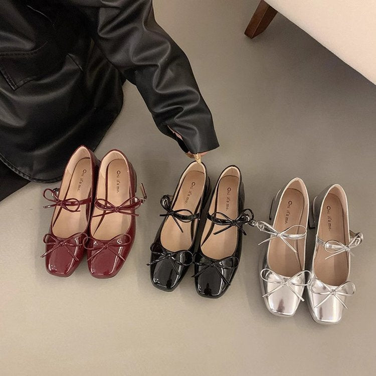 Damen elegante und bequeme Ballerinas mit dekorativem Schleifendetail EB