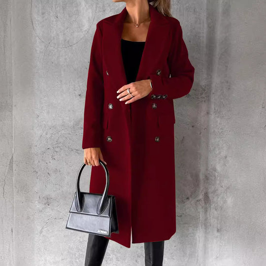 Damen Eleganter und zeitloser Trenchcoat mit doppelter Knopfleiste und praktischen Taschen EB