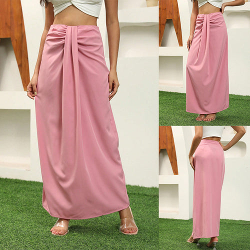 Damen Maxirock mit Raffungen und eleganter Schleife EB