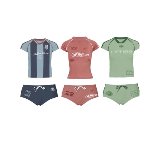 Damen Sport-Set mit figurbetonter Shorts und kurzärmeliger Oberteil EB