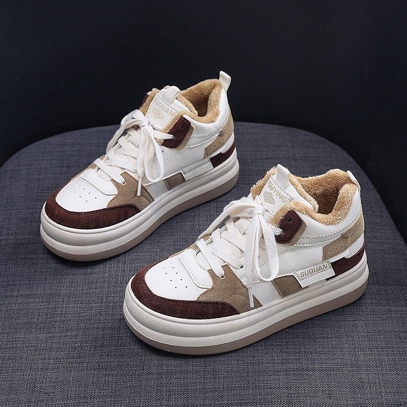Damen modische Chunky Sneakers mit kuscheligem Innenfutter und strapazierfähigem Obermaterial EB