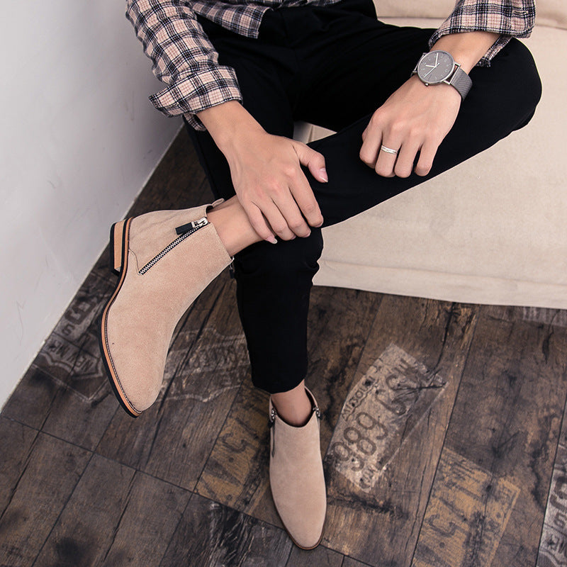 Damen Modische Ankle Boots aus Wildleder mit Reißverschluss EB