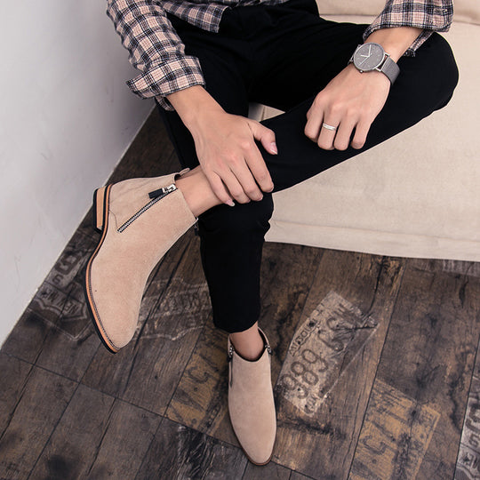 Damen Modische Ankle Boots aus Wildleder mit Reißverschluss EB