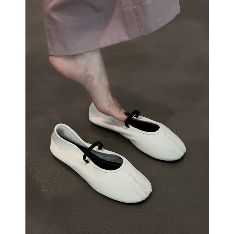 Damen Bequeme Ballerinas mit elastischem Riemen und weichem Innenfutter EB