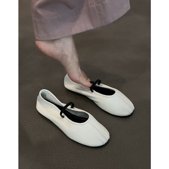 Damen Bequeme Ballerinas mit elastischem Riemen und weichem Innenfutter EB