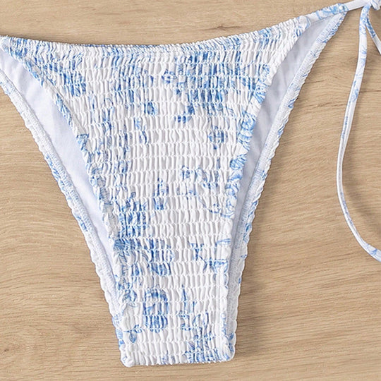 Damen Bikinihöschen mit Rüschen und verstellbaren Bindebändern EB
