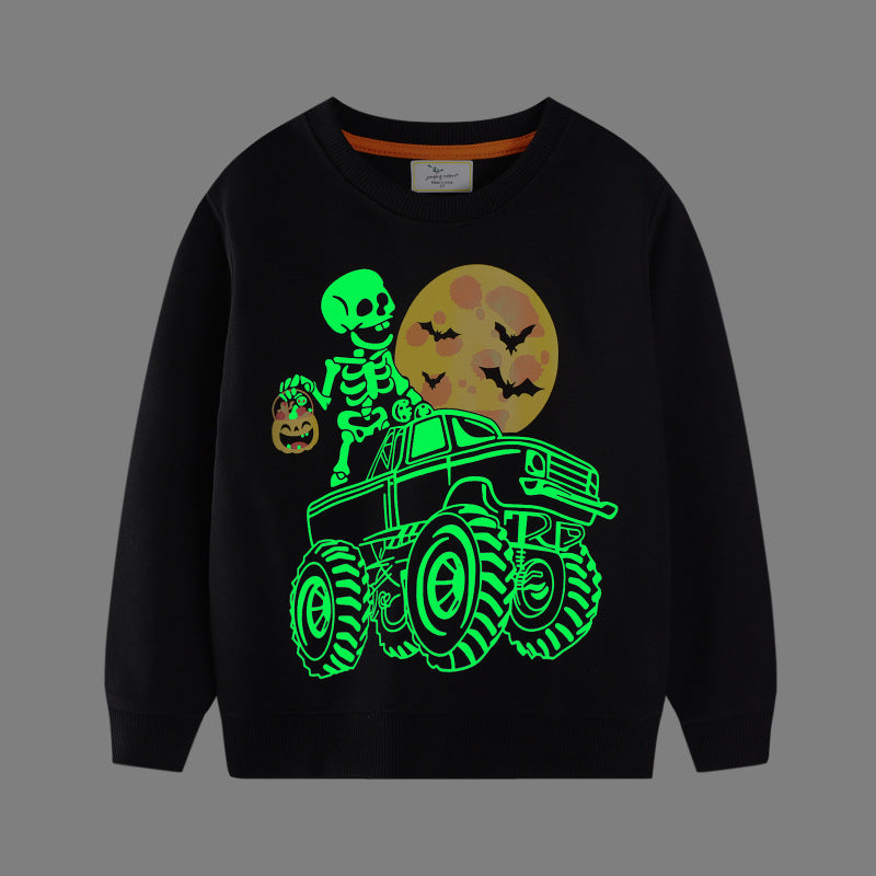 Jungen Sweatshirt mit gruseligem Skelett-Motiv EB