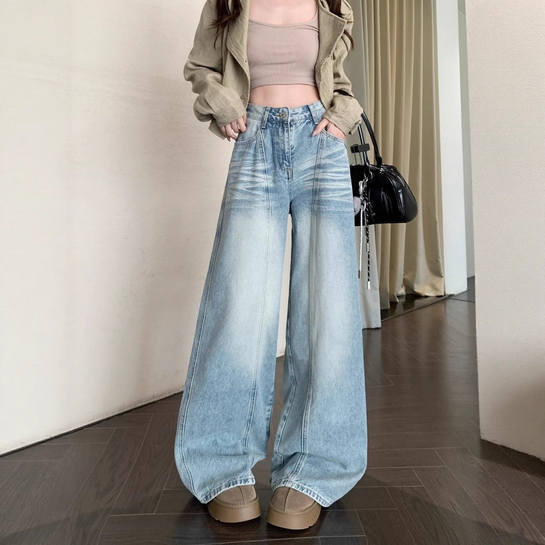 Damen Weite High-Waist Jeans im modernen Distressed-Design EB