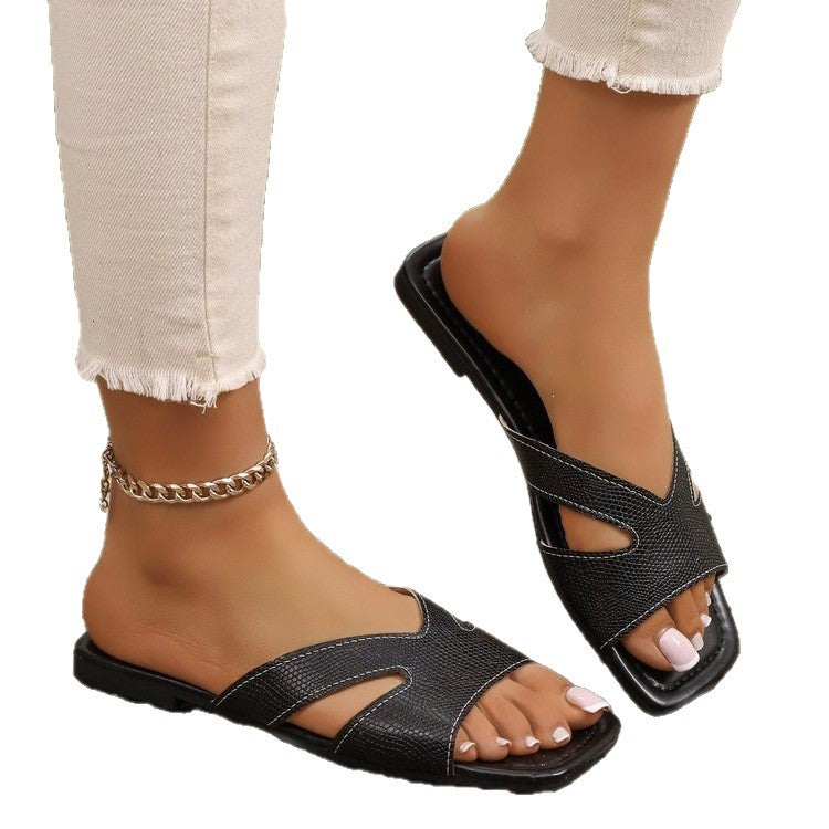 Damen bequeme Zehentrenner-Sandalen mit modischem Riemendesign EB