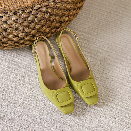 Damen Slingback-Pumps mit quadratischer Schuhspitze und modischem Riemendesign EB