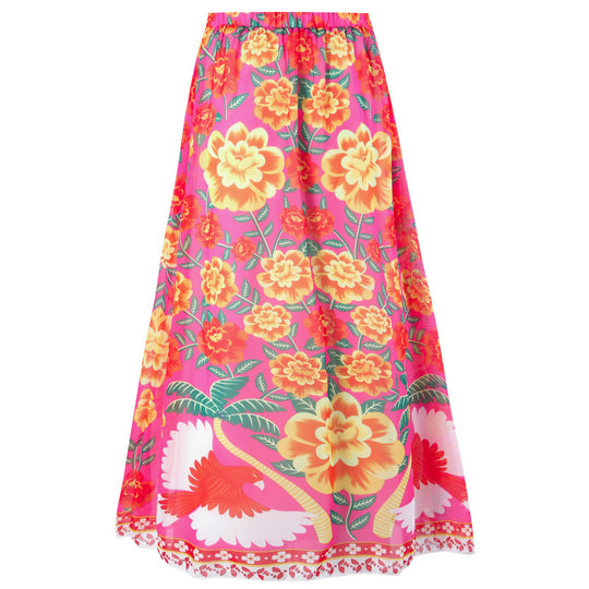 Damen Badeanzug mit Rüschendetails und floralem Überrock EB